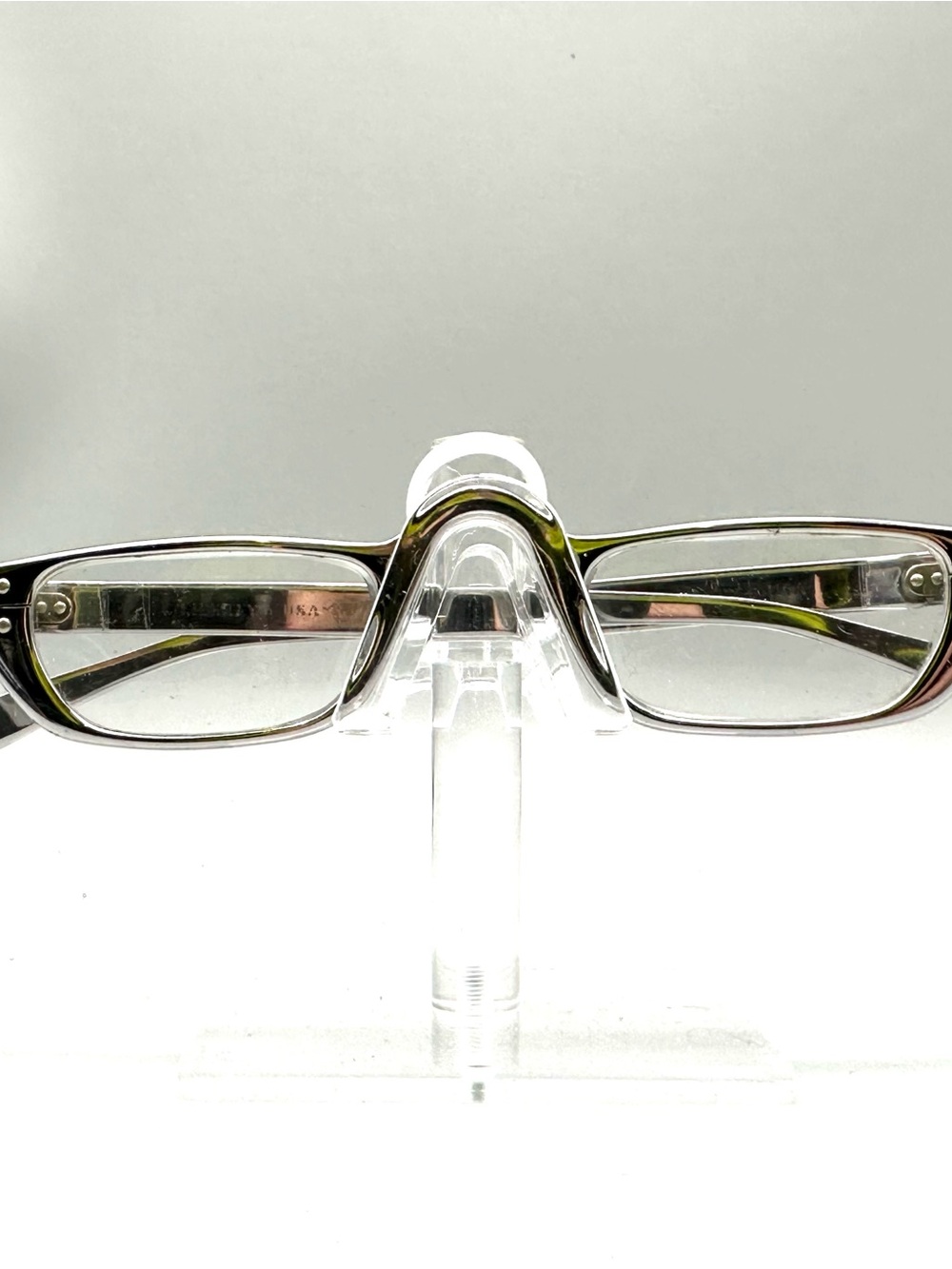 Vintage Liberty 6 USA Cat Eye Eyeglass Frames Silver Tone Metal Mid Century
